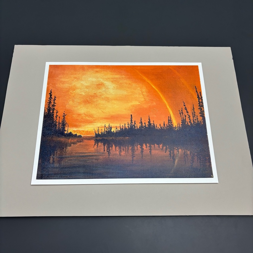 Vintage Signed & Numbered Art Print by Dixie Tamcke Rainbow in Evening -unframed